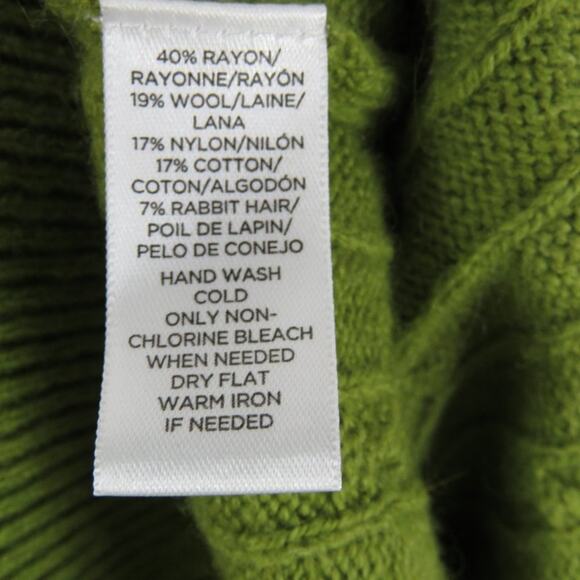 Ann Taylor LOFT Sheen Green V-Neck Cable Knit Sweater Medium - Picture 5 of 6